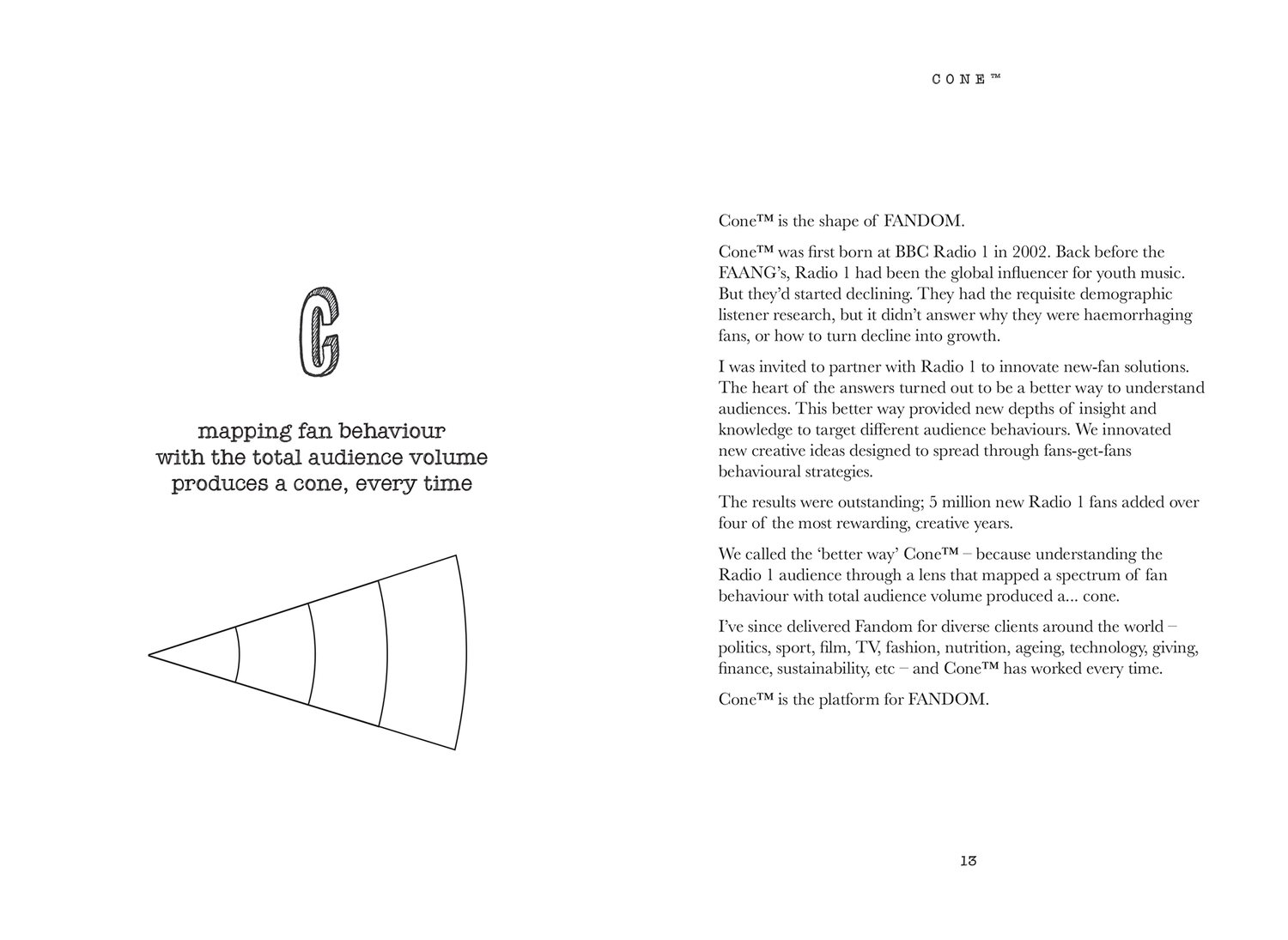 C is for Cone, the spread from page thirteen of the A to Z